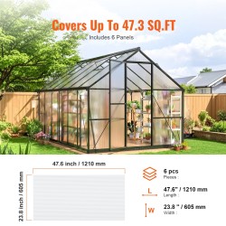 Polykarbonaattiset kasvihuonelevyt 6 kpl 1210x605x4 mm läpinäkyvät UV-suojatut