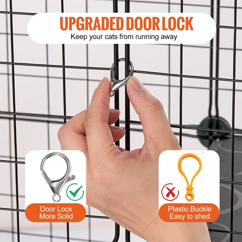 3-tasoinen teräslankainen kissahäkki 711 x 711 x 1041 mm musta riippumatto