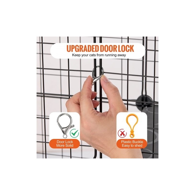 Kissanhäkki 4-tasoinen teräslankainen musta 1371 x 1041 x 1754 mm 5 ovella