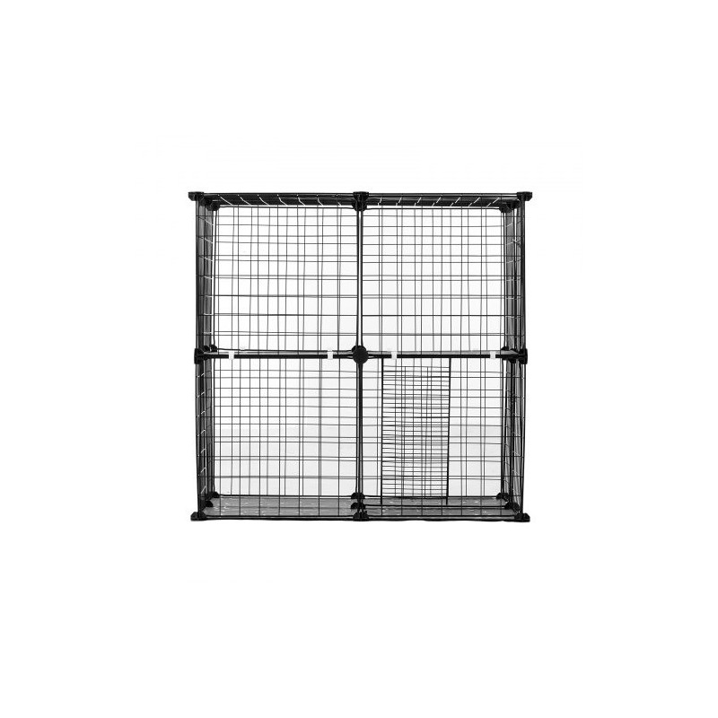 2-tasoinen metallinen kissahäkki teräslankainen 711 mm musta sisä- ja ulkokäyttöön