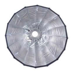 Parabolinen softbox 850 mm karkaistut teräskaaret Bowens kiinnitys 3 diffuusokerrosta ja hunajakennoritilä