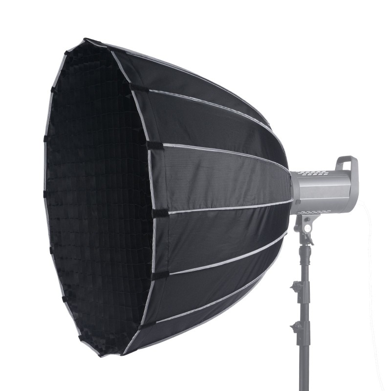 Parabolinen softbox 850 mm karkaistut teräskaaret Bowens-kiinnitys 3 diffuusokerrosta ja hunajakennoritilä