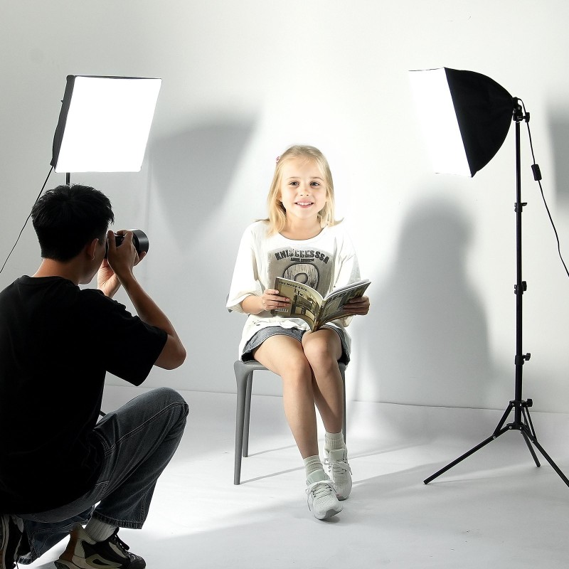 Softbox-valosetti valokuvaukseen 40x40 cm Oxford-kangas 45W LED-lamppu säädettävä 3000–6500K 2 kpl