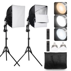 Softbox-valosetti valokuvaukseen 40x40 cm Oxford-kangas 45W LED-lamppu säädettävä 3000–6500K 2 kpl
