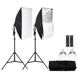 Softbox-valosetti 50 x 70 cm 2 E27-LED-lamppua 45W 3000–6500K valokuvaukseen ja videokuvaukseen