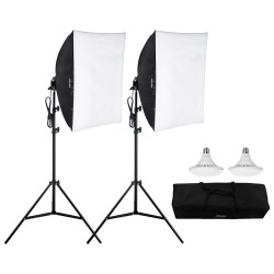 Softbox-valaistussetti Oxford-kangas 600×600 mm 2 kpl 30W 5500K säädettävä jalusta