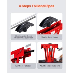 Hydraulinen käsikäyttöinen putkentaivutin 12 tonnia 6 muottia 13–51 millimetriä