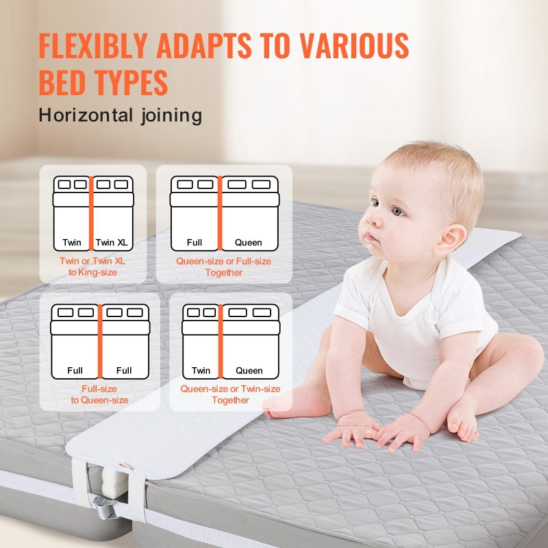 Sängyn yhdistyspala polyesteripuuvillalla ja muistivaahdolla valkoinen kymmenen metrin remmillä