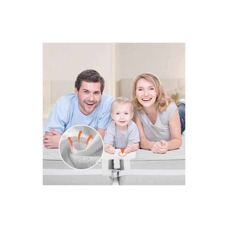 Vuodesilta kaksipatjaa yhdistävä polyesteripuuvillakangas ja tiivis muistivaahto 10 metrin sänkyvyöllä