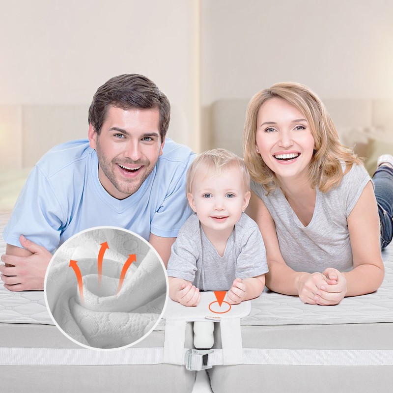 Sänkysilta kahden erillisen patjan yhdistämiseen kiinnitysremmillä polyesteripuuvilla 25D-vaahtomuovi valkoinen