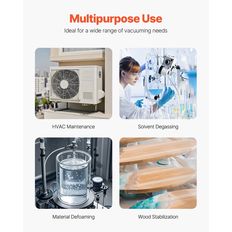 Yksivaiheinen tyhjiöpumppu 300 l/min 5 Pa kuparimoottori 280 ml