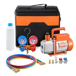 Pyöriväsiipinen 1-vaiheinen tyhjiöpumppu 3,5 CFM manometrisarjalla ilmastointihuoltoon