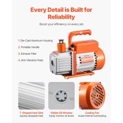 Tyhjiöpumppu ja manometrisarja 3.5 CFM yksivaiheinen lamellipumppu R134a R22 R12 R502a