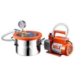 Tyhjiökammiopaketti ruostumattomasta teräksestä 5 7 L akryylikannella ja 100 L min tyhjiöpumpulla