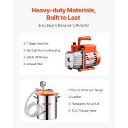 Tyhjiökammio 11 l ruostumatonta terästä ja 100 L/min tyhjiöpumppu hartsien kaasunpoistoon