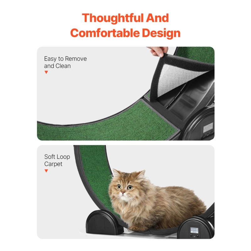 Kissan juoksupyörä sisäkissoille 960 mm sisähalkaisija askelmittarilla hiljainen musta