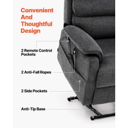 Sähkökäyttöinen nostettava lepotuoli pehmeällä verhoilulla kaksoismoottorilla hieronnalla ja lämmityksellä