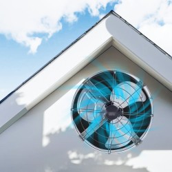 Ullakkopuhallin 15 tuumaa galvanoitu päätyseinään asennettava säädettävällä termostaatilla