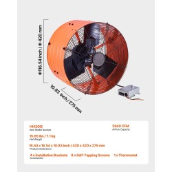 Harjakattoon asennettava poistoilmapuhallin kuusitoista tuuman ullakolle säädettävällä termostaatilla