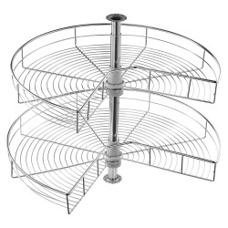 Kulmahylly munuaismallinen kaksikerroksinen kromipinnoitettu hiiliteräsrunko korkeussäädettävä 560–740 mm keittiön alakaappiin