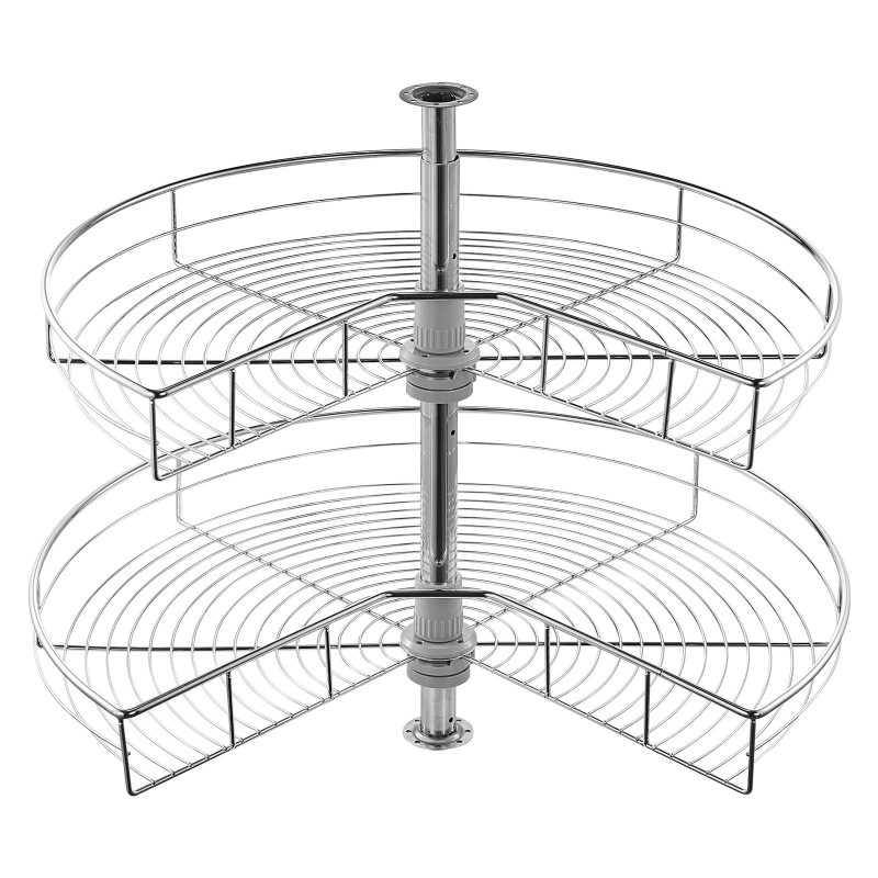 Kulmahylly munuaismallinen kaksikerroksinen kromipinnoitettu hiiliteräsrunko korkeussäädettävä 560–740 mm keittiön alakaappiin