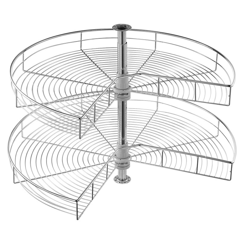 Kulmakaapin 2-kerroksinen munuaisenmuotoinen hylly hiiliteräs kromipinnoite täysin kääntyvä hydraulinen vaimennus