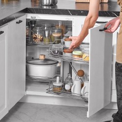 Ulosvedettävä sokean kulman kaapinjärjestelmä neljä koria hiiliteräs kromipinnoite alakaappiin