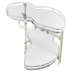 Ulosvedettävä kääntyvä kulmahylly kaksitasoinen hiiliteräs kromipinnoite sopii 900 mm leveään sokkelikulmakaappiin