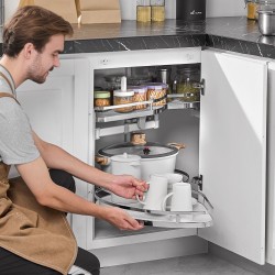 Kääntyvä kaksitasoinen kulmakaapin ulosvedettävä säilytyskori korkeussäädettävä hydraulinen vaimennus hiiliteräsrakenne