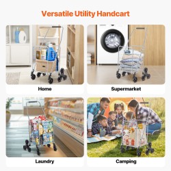 Ostoskärry portaissa kulkeva taittuva 45 l hiiliteräsrunko kolmipyöräiset porraspyörät