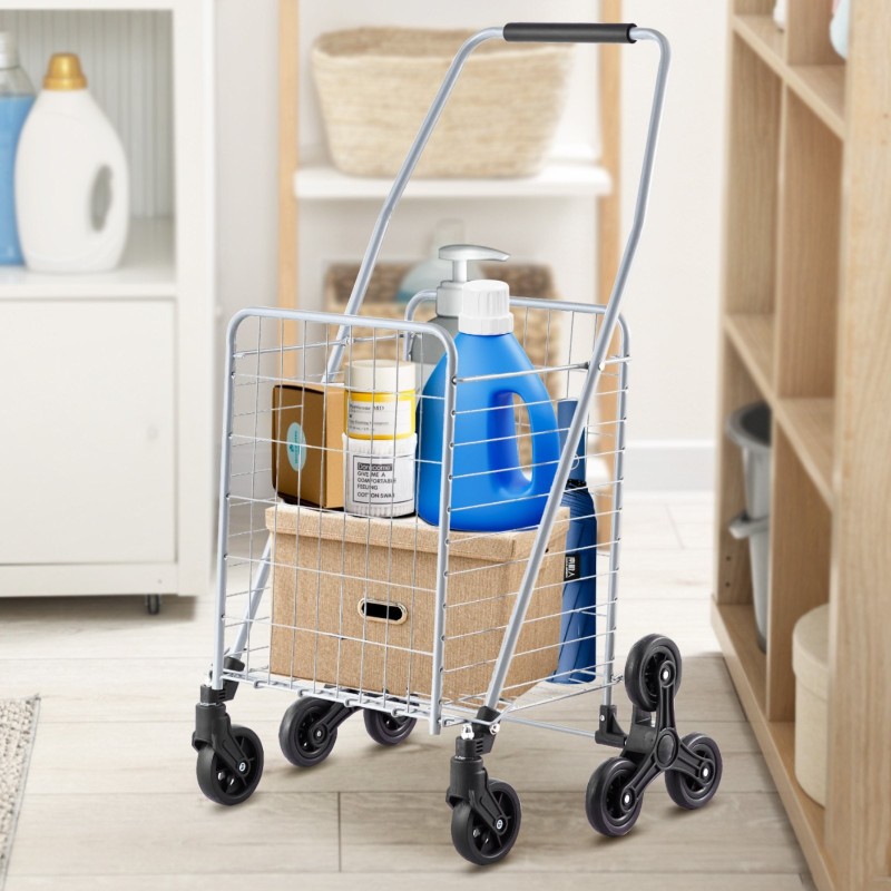 Ostoskärry portaissa kulkeva taittuva 45 l hiiliteräsrunko kolmipyöräiset porraspyörät