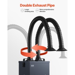 Höyry- ja savunpoistaja 275 wattia harjaton 2 poistoletkua 4-vaiheinen suodatus 10 nopeutta