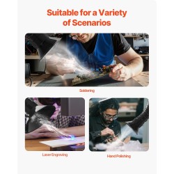 Höyry- ja savunpoistaja 275 wattia harjaton 2 poistoletkua 4-vaiheinen suodatus 10 nopeutta