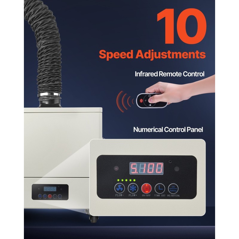 Juotoskäryjen poistoimuri harjaton 280W moottori ilmamäärä 459 m³/h 4-vaiheinen suodatus 10-nopeustasoa liikuteltava