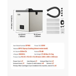 Juotoshöyryjen poistoimuri 85W harjaton 200 m³/h 3-vaiheinen suodatus taipuisa imuvarsi