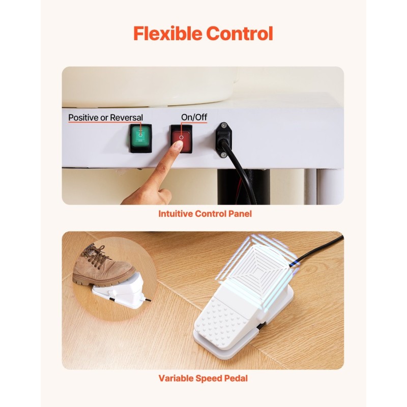 Sähköinen savenvalantakone alumiiniseoslautanen 35 cm 60–300 r/min harjaton 450 W