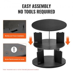 Pyörivä kenkäteline 5-tasoinen 4-pilarinen musta puu-muovilevy 20 paria