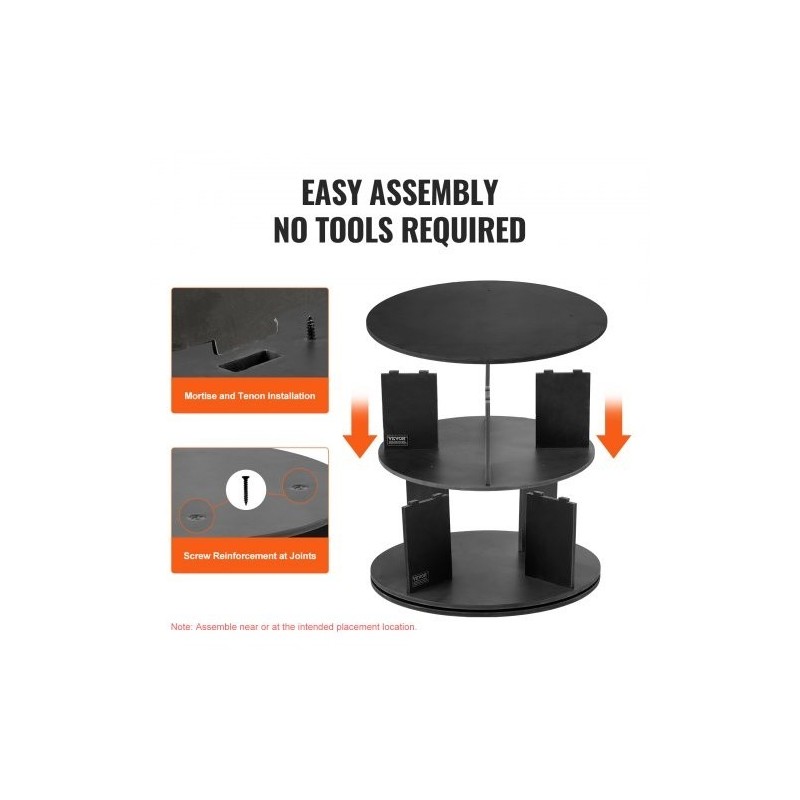 Pyörivä kenkäteline 5-tasoinen 4-pilarinen musta puu-muovilevy 20 paria