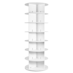 Pyörivä kenkäteline puumuovilevy seitsemän tasoa kaksikymmentäkahdeksan paria valkoinen