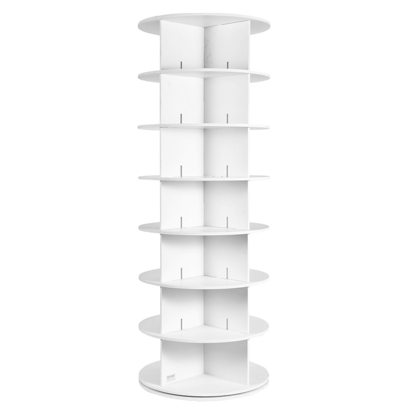 Pyörivä kenkäteline puumuovilevy seitsemän tasoa kaksikymmentäkahdeksan paria valkoinen