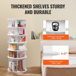 Pyörivä kenkäteline 6 tasoa 4 saraketta 24 paria puu-muovilevy valkoinen