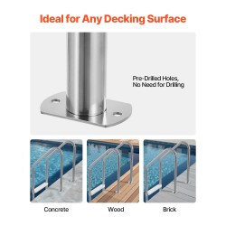 Kolmiportaiset allastikkaat 304-ruostumatonta terästä liukuestematolla 48–54 tuuman altaisiin