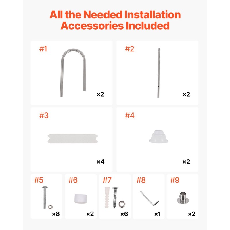 Uima-allastikkaat neljäportaiset 304-ruostumatonta terästä liukuestepinnoilla 120 kilogramman kantavuus sisä ja ulkokäyttöön
