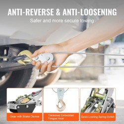 Käsitalja teräsvaijerilla 2 t 3,7 m kaksoisvaihteella pitkällä kahvalla