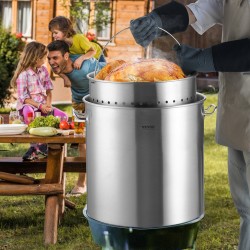 Keittokattila ruostumattomasta teräksestä 94,6 litran 0,8 mm yksikerroksinen pohja siiviläkori kansi kahvat