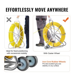 Lasikuituinen kaapelinvetoanastin 200,09 m 7,94 mm hiiliteräsrunko jarrukahva 3 vetopäätä