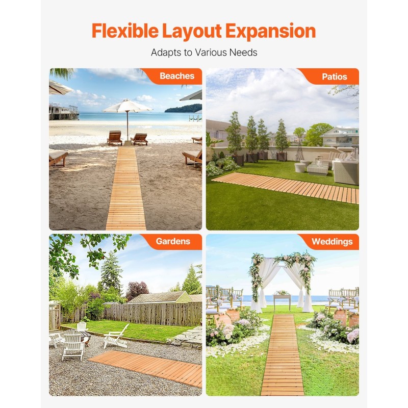 Puinen puutarhapolku painekyllästetystä seetripuusta pituus 288 tuumaa leveys 17 tuumaa rullattava ulkokäyttöön