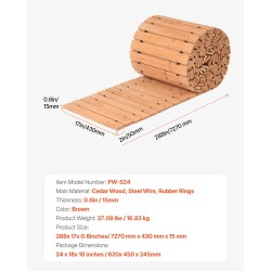 Puinen puutarhapolku painekyllästetystä seetripuusta pituus 288 tuumaa leveys 17 tuumaa rullattava ulkokäyttöön