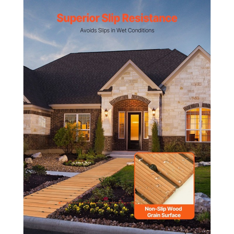 Puutarhapolku seetripuusta 96 tuumaa pitkä 17 tuumaa leveä rullattava liukumaton