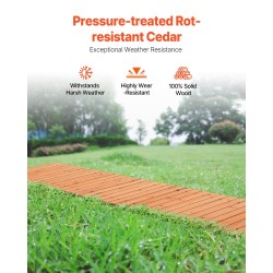 Puinen rullattava liukastumista ehkäisevä puutarhapolku painekyllästettyä seetripuuta 144 tuumaa ja 22 tuumaa